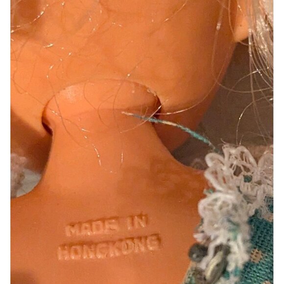 2 Vtg Dolls Rooted Eyelashes Hong Kong Blonde Brunette Cottagecore TLC 9" Set Of - Picture 5 of 14